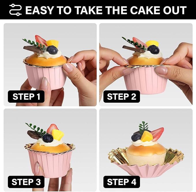 EUSOAR Cupcake Liners, 50pcs 3.5oz Aluminum Foil Wrappers Muffin Cupcake Containers, Disposable