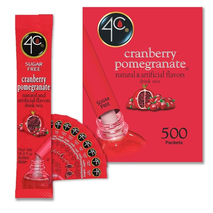 4C Powder Drink Stix, Cranberry Pomegranate 500 Count, Bulk Buy, Singles Stix, On the Go