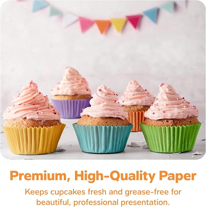 GUSTO [500 Count] Standard Colorful Cupcake Liners, Muffin Liners for Baking, Food Grade &