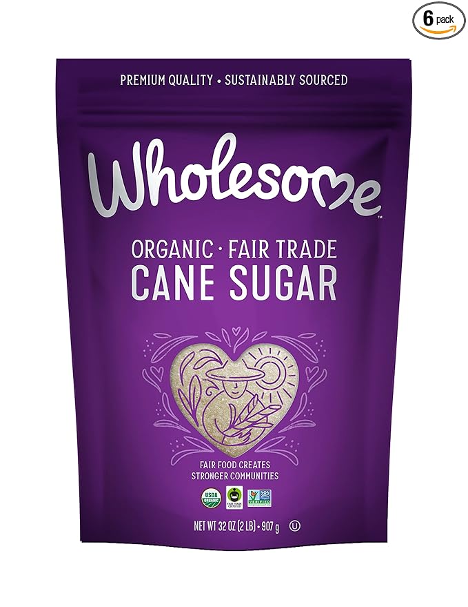 Wholesome Sweeteners 32-Ounce Organic Cane Sugar, Fair Trade, Non GMO, Gluten Free, Pure & Vegan