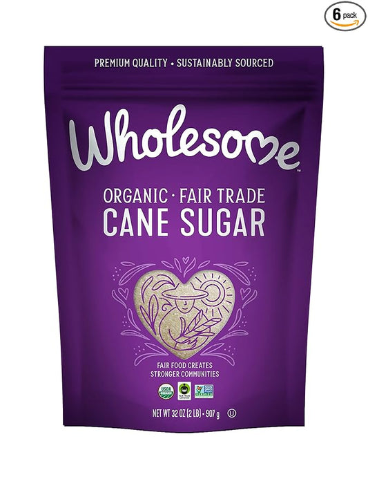 Wholesome Sweeteners 32-Ounce Organic Cane Sugar, Fair Trade, Non GMO, Gluten Free, Pure & Vegan