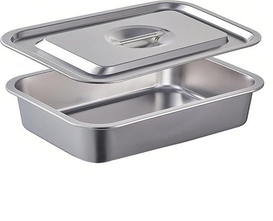 4 Inch Extra Deep Lasagna Pan with Lid, 11.8x15.7Inch 9.2QT Large Stainless Steel Nonstick Lasagna