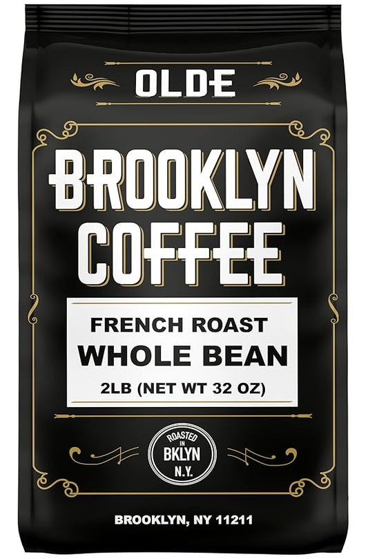 BROOKLYN COFFEE Whole Bean, French Dark Roast (2lb) Silky Smooth, Bold, Balanced - Fresh Bulk