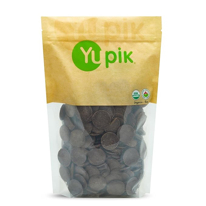 Yupik Organic Dark Chocolate Wafers, 70% Cacao, 2.2 lb (35.2 oz), Vegan, Gluten-Free, GMO-Free