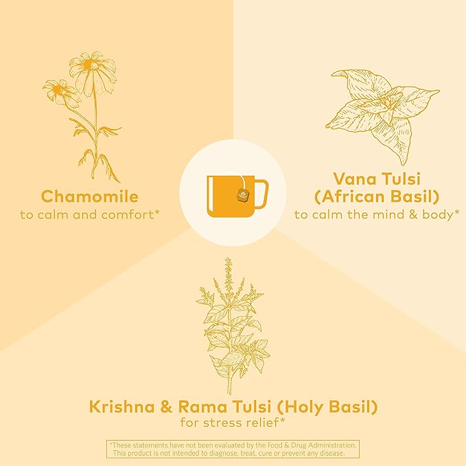 Organic India Tulsi Honey Chamomile Herbal Tea - Holy Basil, Stress Relieving & Calming, Immune