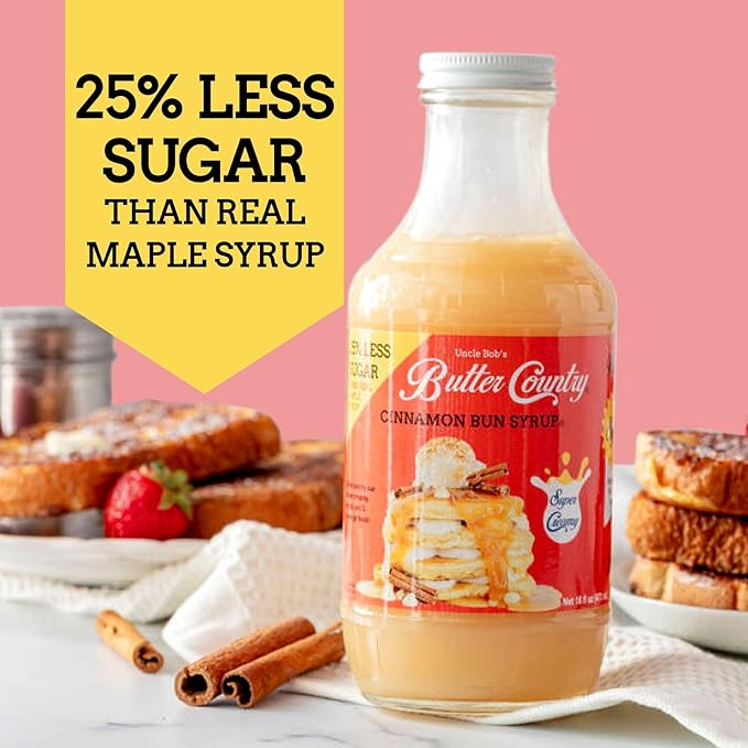 Uncle Bob's Butter Country Rich & Creamy Cinnamon Bun Flavored Buttermilk Syrup for Pancakes