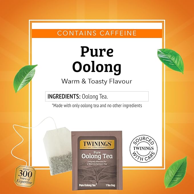 Twinings Pure Oolong Tea Individually Wrapped Bags, 20 Count (Pack of 1), Warm, Nutty Flavor &