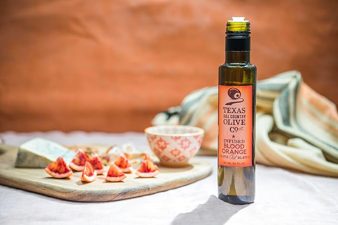 Texas Hill Country Olive Co Blood Orange Infused Olive Oil - Cold Pressed Gourmet EVOO Olive Oil