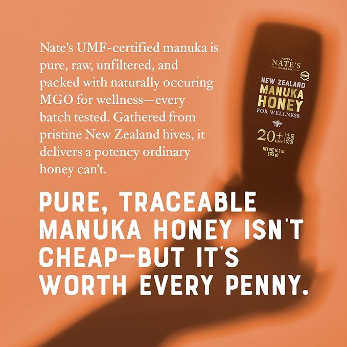 Nate's Pure Manuka Honey, Gold Edition | Sourced & Packed in New Zealand | MGO 830+ UMF Certified