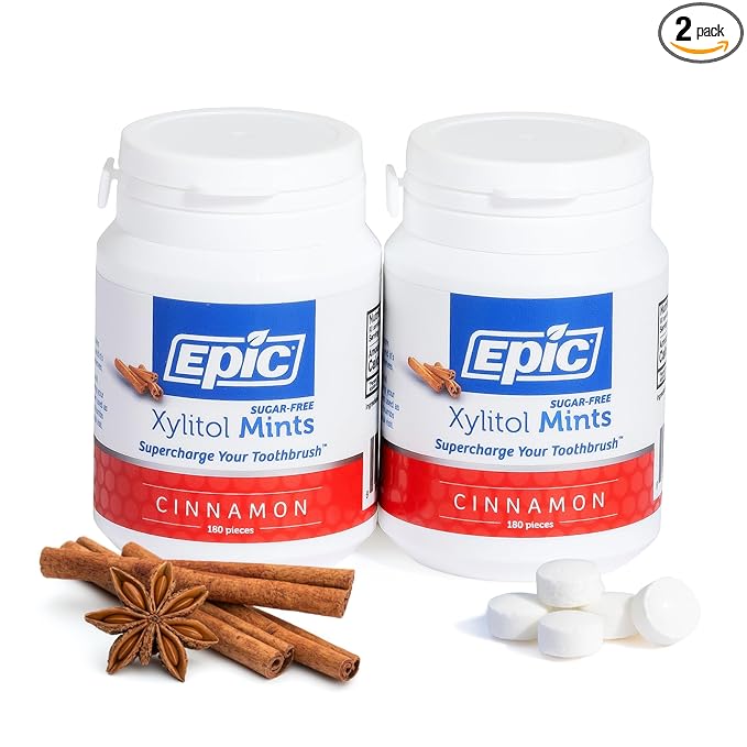 Epic 100% Xylitol Mints - Aspartame Free, Sugar Free - Cinnamon Flavored Mints, 180 Pieces (Pack of