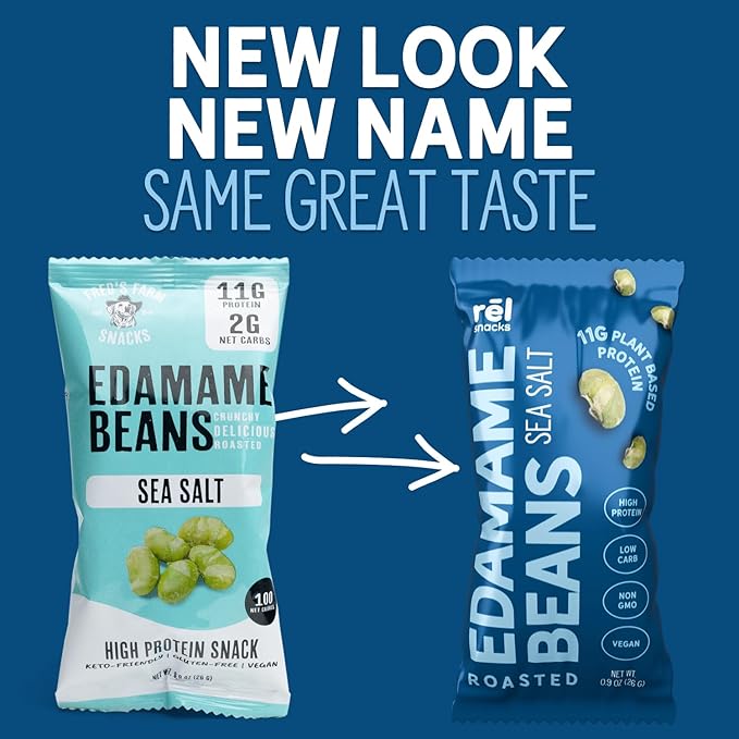 R휆l Snacks Sea Salt Roasted Edamame ??High Protein Low Carb Snack (11g Protein per Serving)