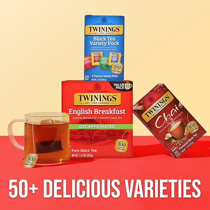 Twinings Variety Pack Black Tea Bags, 20 Count (Pack of 6), Includes English Breakfast, Early Grey