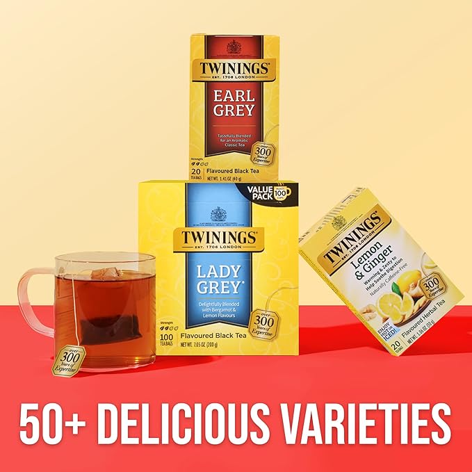 Twinings Lady Grey Black Tea Individually Wrapped Bags, 100 Count (Pack of 1), Orange Peel & Lemon
