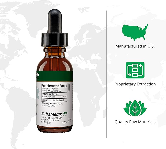 NutraMedix Stevia - Bioavailable Liquid Stevia Leaf Extract Drops for Microbial Support - Sugar