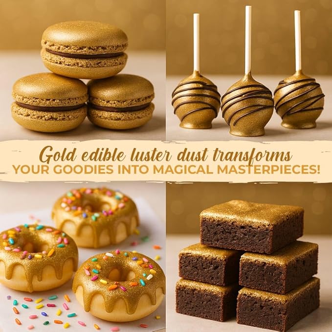 Bulk (20g) Gold Luster Dust Edible Glitter for Cocktails | Premium Edible Gold Luster Dust for Cake