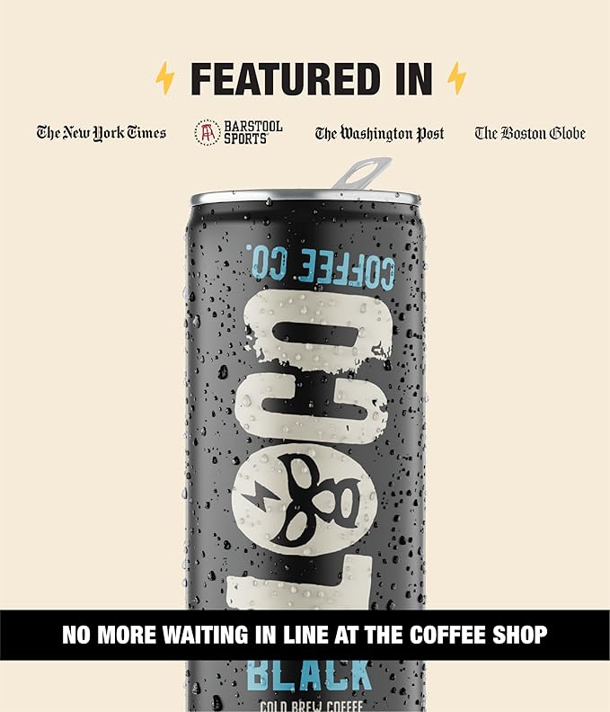 Loco Coffee Black Cold Brew 11 Ounce Can, 12 Count | Zero Sugar, 190mg Caffeine | Gluten Free and