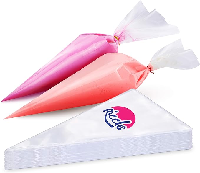 Riccle Disposable Piping Bags 12 Inch - 100 Anti Burst Pastry Bags - Icing Piping Bags for Frosting