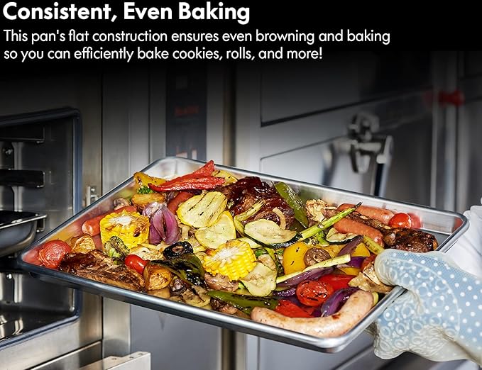 CURTA 6 Pack Aluminum Sheet Pan, NSF Listed Half Size 18 x 13 inch Commercial Bakery Cake Bun Pan