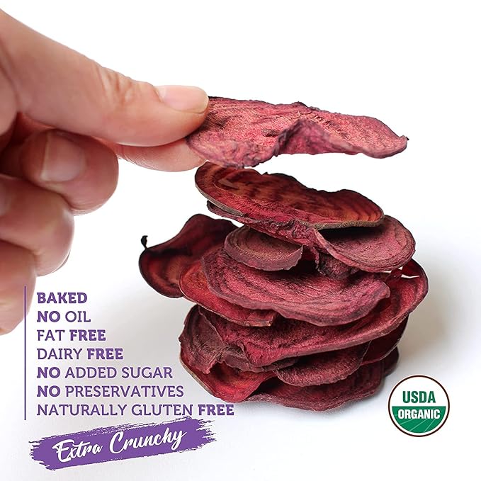 Good Chips Beet & Yacon - Crispy, Baked, No Oil, No Added Salt - Organic, High Fiber, Prebiotic