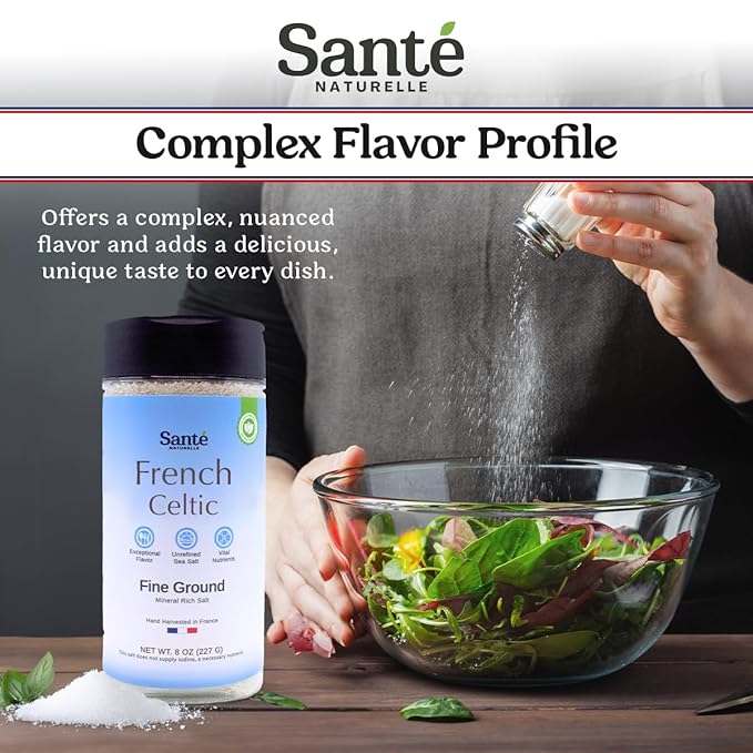 Sante French Fine Ground Sea Salt Shaker - 8 oz. Salt From the Celtic Sea, Unrefined French Sea