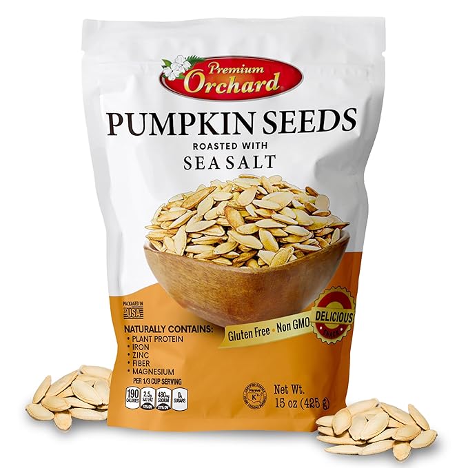 ROASTED PUMPKIN SEEDS to Eat in Shell by Premium Orchards MIXED NUTS - Salted with Sea Salt