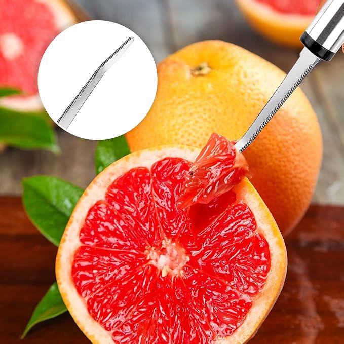 WXJ13 7 PCS Grapefruit Spoons and Grapefruit Knife, Stainless Steel Grapefruit Dessert Spoon