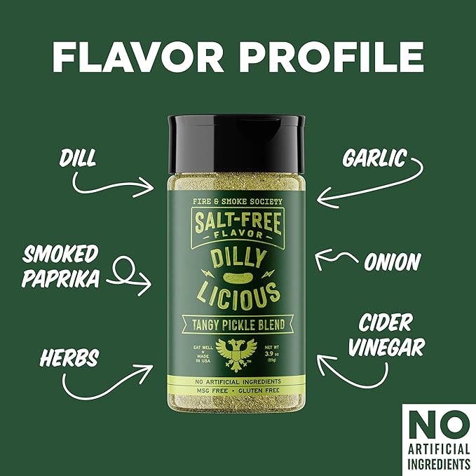 Fire & Smoke Society Salt-Free Dilly Licious Seasoning Blend | All Purpose Seasoning | Chicken