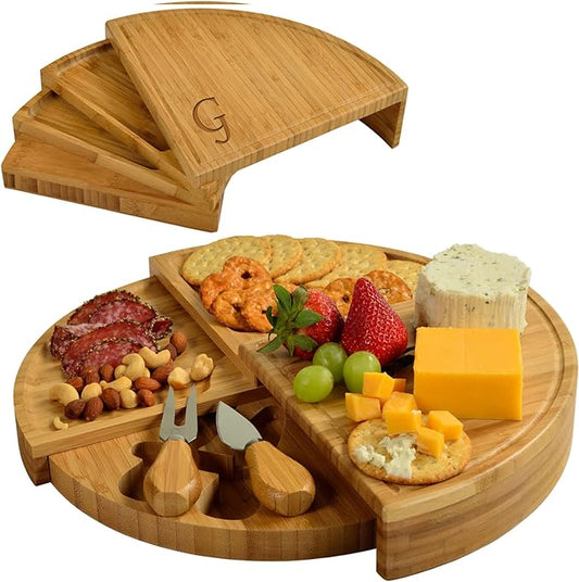 Picnic at Ascot Patented Personalized Monogrammed Engraved Bamboo Cheese/Charcuterie Board with