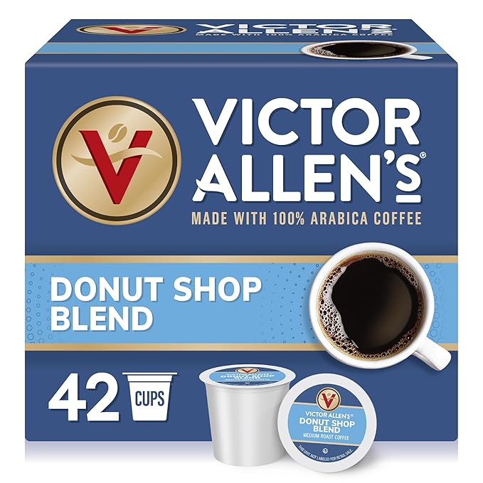 Victor Allen's Coffee Donut Shop Blend, Medium Roast, 42 Count, Single Serve Coffee Pods for Keurig