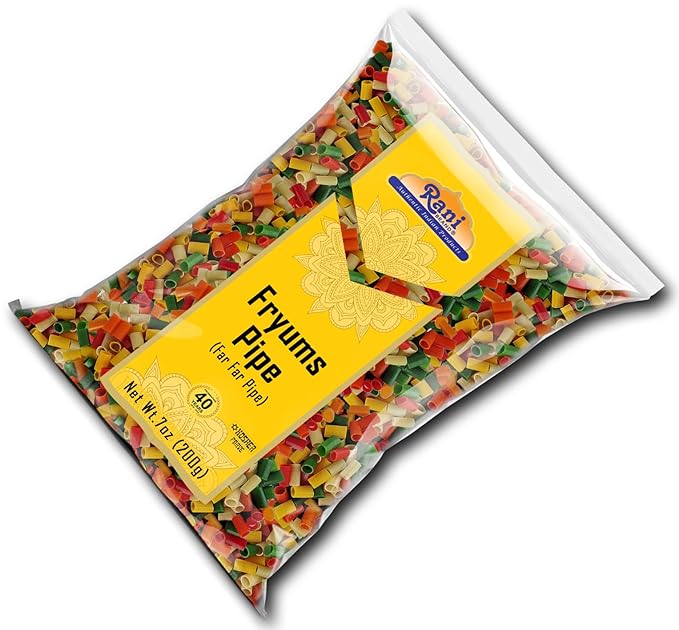 Rani Far Far/Fryums (Wheat & Tapioca Pellet) Round/Pipe Shape 7oz (200g) ~ Vegan, Kosher, Uncooked
