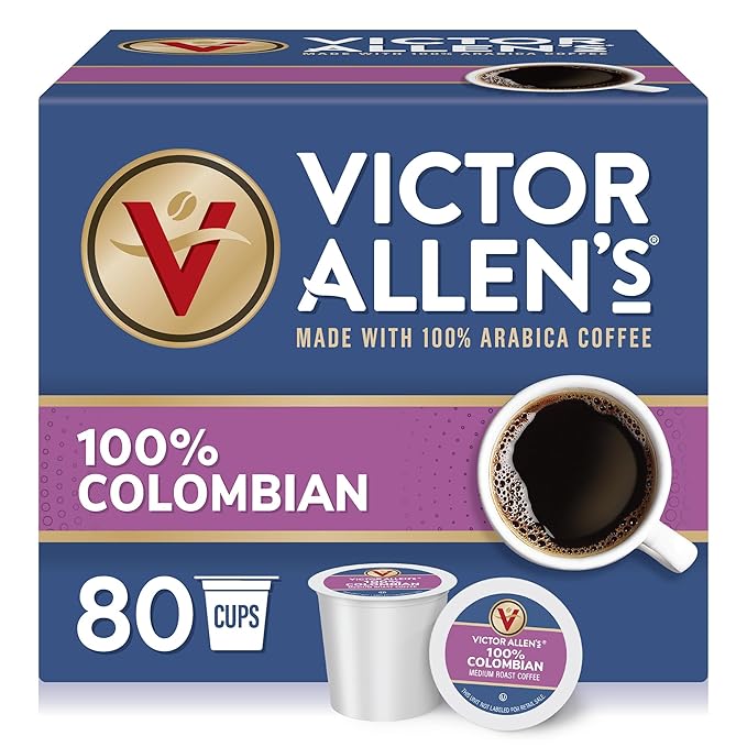 Victor Allen's Coffee 100% Colombian, Medium Roast, 80 Count, Single Serve Coffee Pods for Keurig