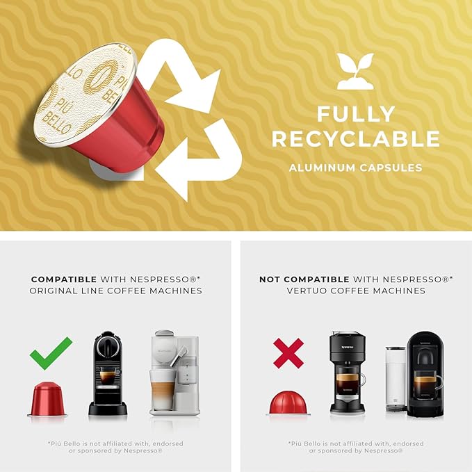 Piu Bello Espresso Coffee Pods for Nespresso Original Machines – Variety Pack – Compatible Capsules