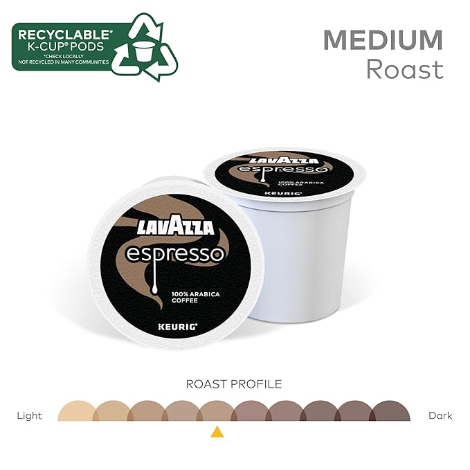 Lavazza Espresso, Single-Serve Keurig K-Cup Pods, Medium Roast Coffee, 40-Count Box