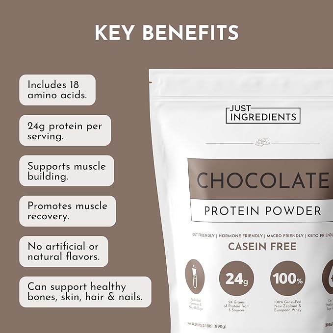 Chocolate Protein Powder ??30-Serving Blend with 100% Grass-Fed Whey & Organic Plant Proteins