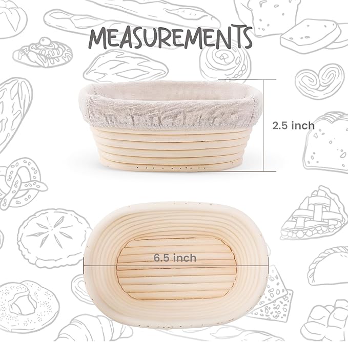 Mini Oval Proofing Set (6.5inch, set of 5), Sourdough Proofing Baskets Bread Dough Rising Bowls
