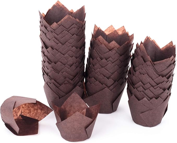 GOLDEN APPLE, 200 Pcs Tulip Cupcake Liner Baking Cup Muffin Tins Cups for Weddings, Birthdays, Baby