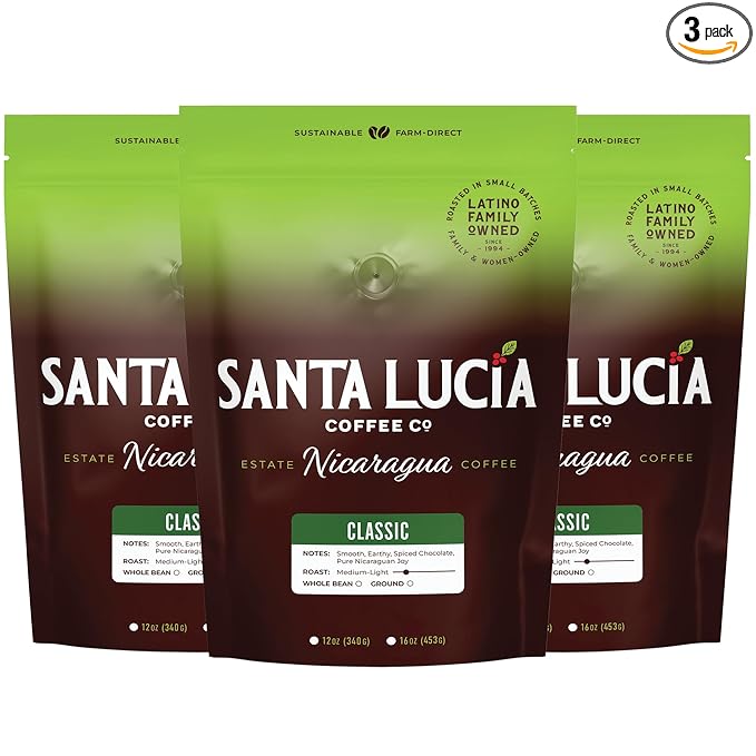 Santa Lucia Coffee - Grand Reserve Classic Medium Roast Nicaraguan Coffee - Medium Roast - 91 Point