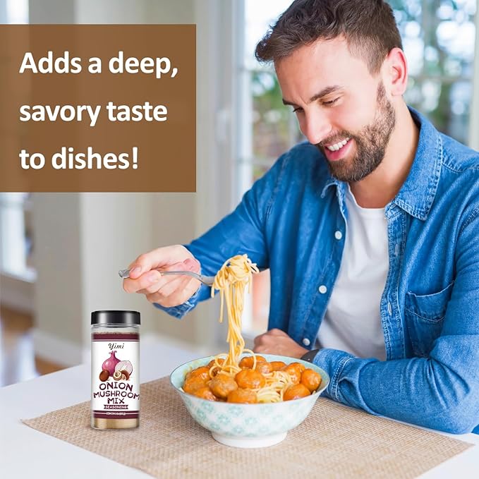Yimi Onion and Mushroom Seasoning Mix, Umami Flavor, Finely Ground Powder for Soups, Stews, and
