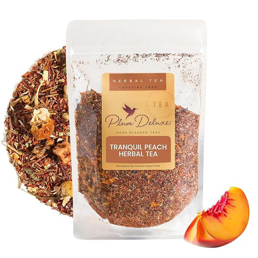 Tranquil Peach Herbal Tea – Caffeine-Free Loose Leaf Blend with Chamomile, Peach and Pineapple
