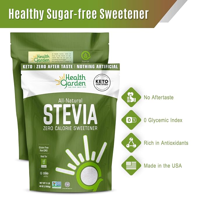 Health Garden Stevia Sweetener Powder - 4:1 Sugar Substitute - All Natural - Gluten Free - Keto