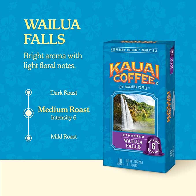 Kauai Coffee Espresso Pods Compatible with Nespresso Original Coffee Makers – Arabica Coffee, 10%