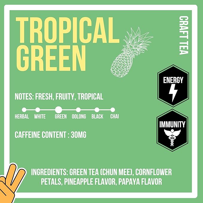 Revival Tea Company Tropical Green Tea - Green Tea Blend with Pineapple and Papaya Flavor - Loose
