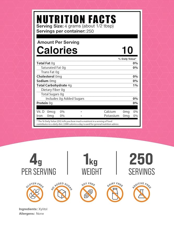 BulkSupplements.com Xylitol Powder - Xylitol Sweetener, Sugar Substitute For Baking & Cooking - Low
