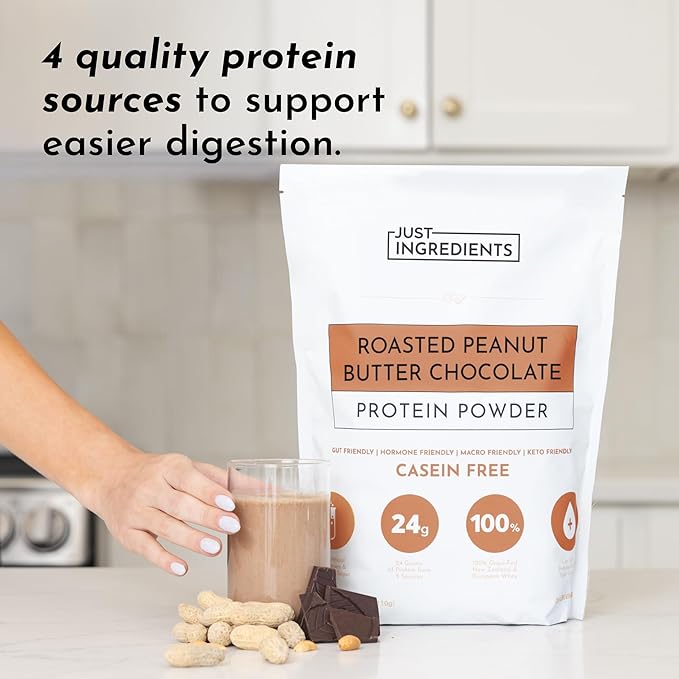 Roasted Peanut Butter Chocolate Protein Powder ??30-Serving Blend with 100% Grass-Fed Whey &
