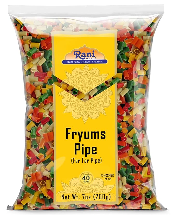 Rani Far Far/Fryums (Wheat & Tapioca Pellet) Round/Pipe Shape 7oz (200g) ~ Vegan, Kosher, Uncooked