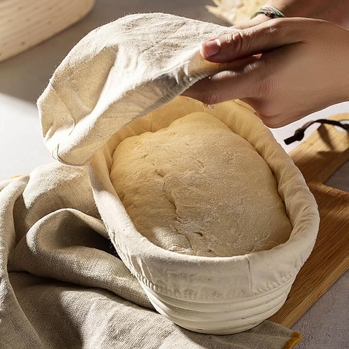 Banneton Bread Proofing Basket, Sourdough Bread Baking Supplies, Oval Rattan Rising Proofing
