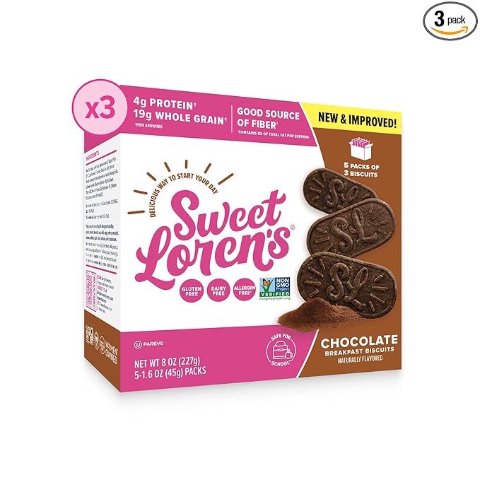 Sweet Loren's Vegan Breakfast Biscuits | Chocolate | 4g Protein, 19g Whole Grains | Plant Based