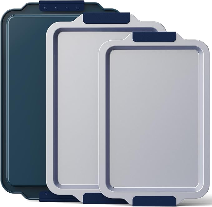 BRONYPRO Non Stick Ceramic Baking Sheet Pan Set of 3, Natural Non Toxic Cookie Sheets for Baking