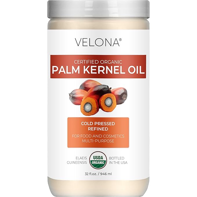 velona USDA Certified Organic Palm Kernel Oil - 32 Fl Oz | 100% Pure and Natural Carrier Oil |