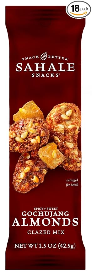 Sahale Snacks Gochujang Almonds Glazed Mix, 1.5 oz Bags (18 Packs) - Dry-Roasted Deluxe Mixed Nuts